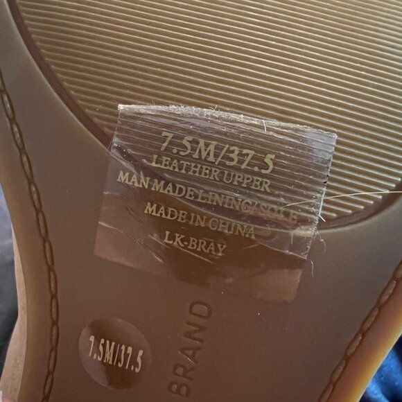 Lucky Brand Womens Bray Peep Toe Bootie Tan Leather Block Heel size 7.5 - Picture 15 of 15